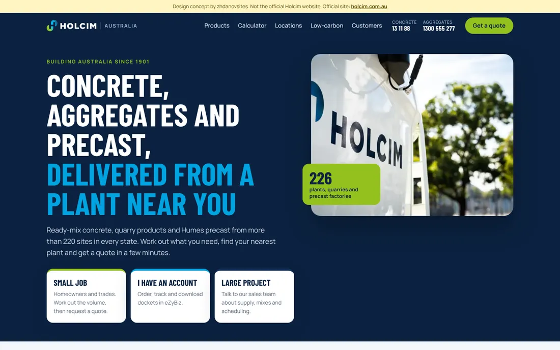 Holcim Australia: desktop version