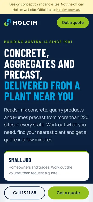 Holcim Australia: mobile version