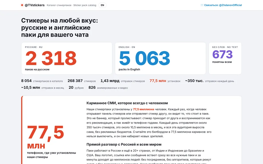 Сайт @TVstickers — версия для компьютера